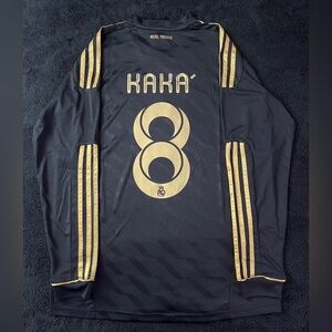Kaka #8 Real Madrid 2011/2012 Black Gold longsleeve soccer jersey S-L